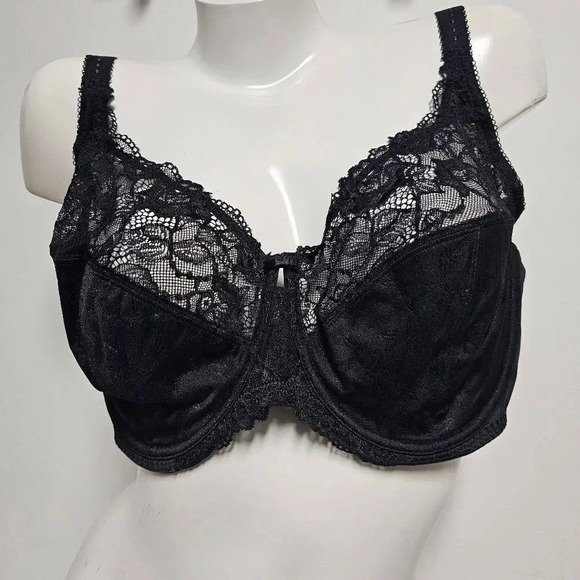 Delimara 42E minimizer black lace accent bra NWT - Picture 4 of 9
